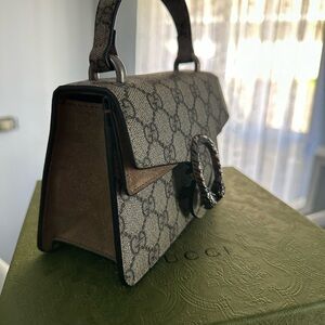 Gucci Dionysus Mini Top Handle Monogram Bag in Beige and Brown